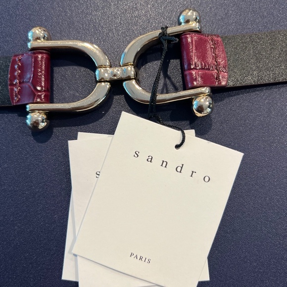 Carla Croc-effect Leather Belt In Claret - Picture 6 of 7